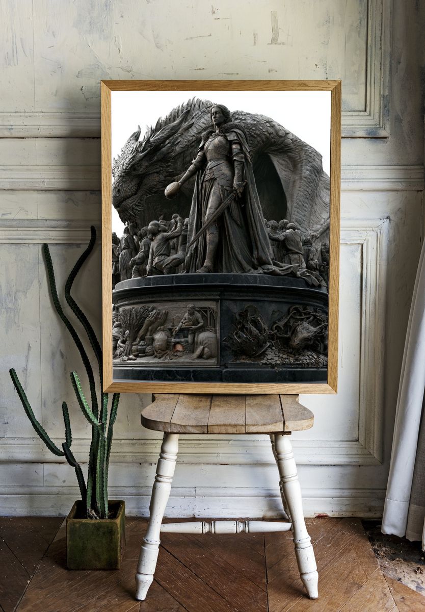 Dragon Guardian Sculpture Print. — room view 1