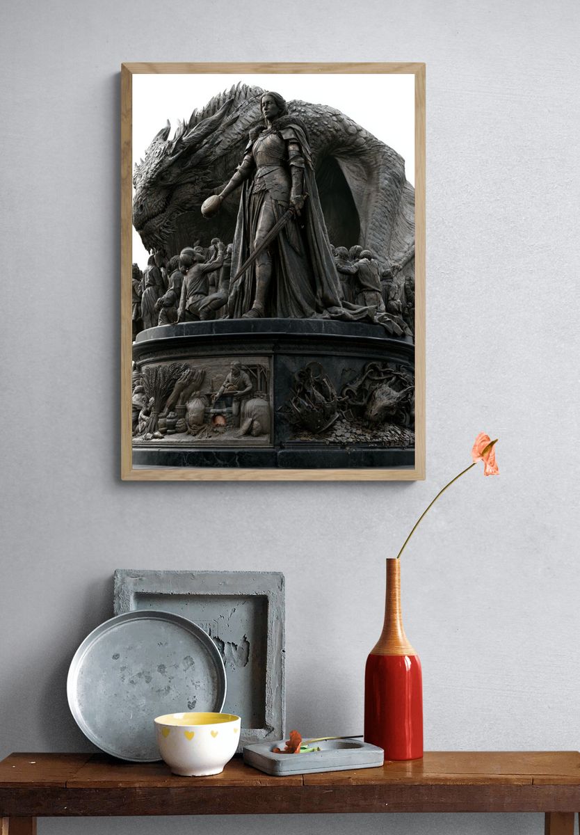 Dragon Guardian Sculpture Print. — room view 3