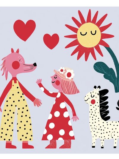Playful Animal Friends Illustration Poster.