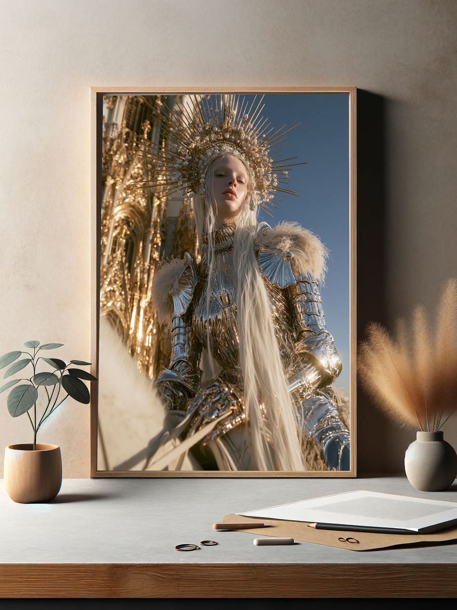 Gilded Celestial Portrait Print. — room view 2