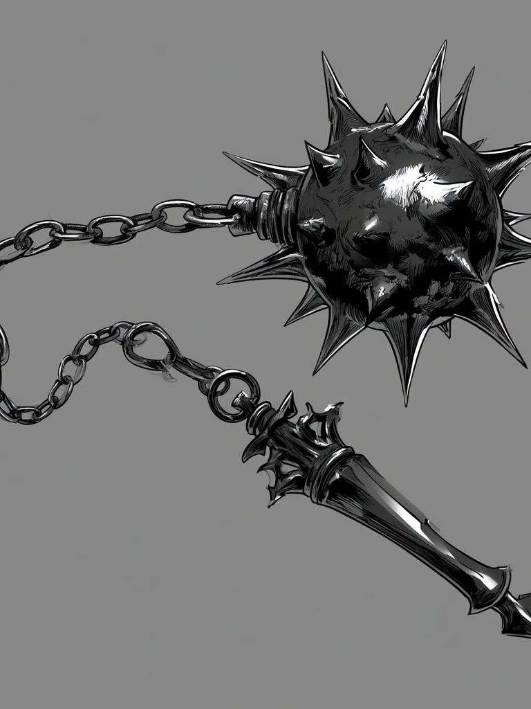 Spiked Mace Illustration Poster. poster — illustration art