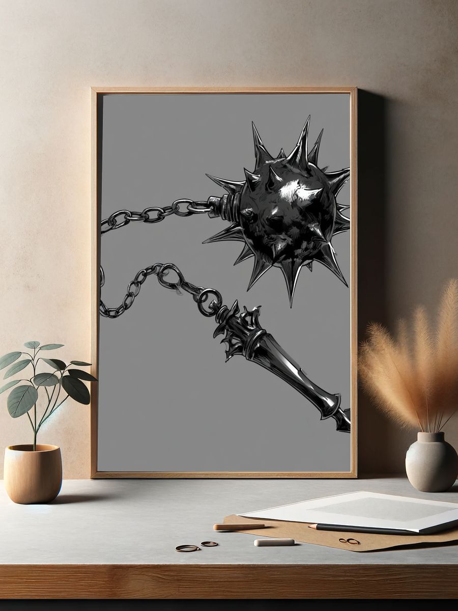 Spiked Mace Illustration Poster. — room view 2