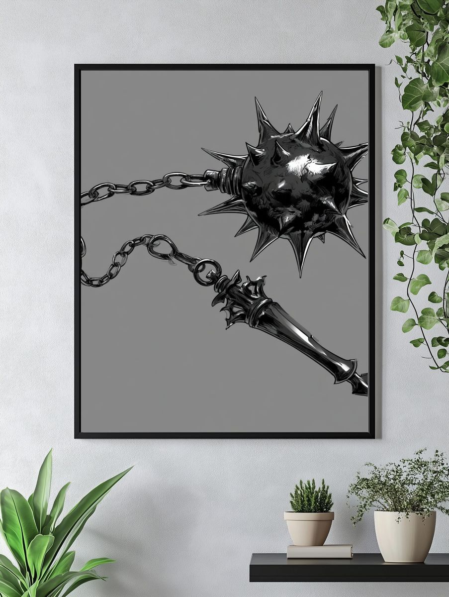 Spiked Mace Illustration Poster. — room view 4