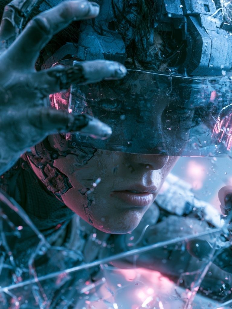 Cyberpunk Warrior Portrait Poster. poster detail