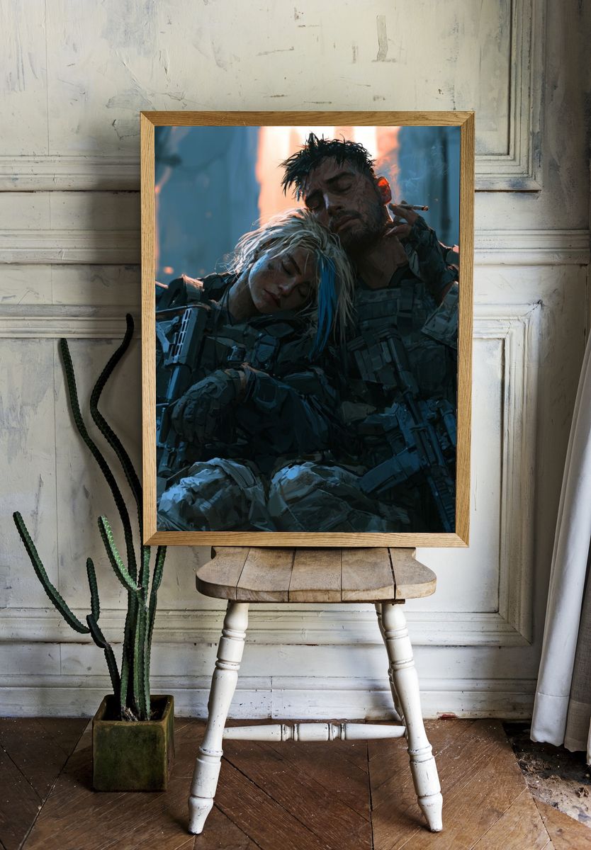 Cyberpunk Soldiers — Sci-Fi Print. — room view 1
