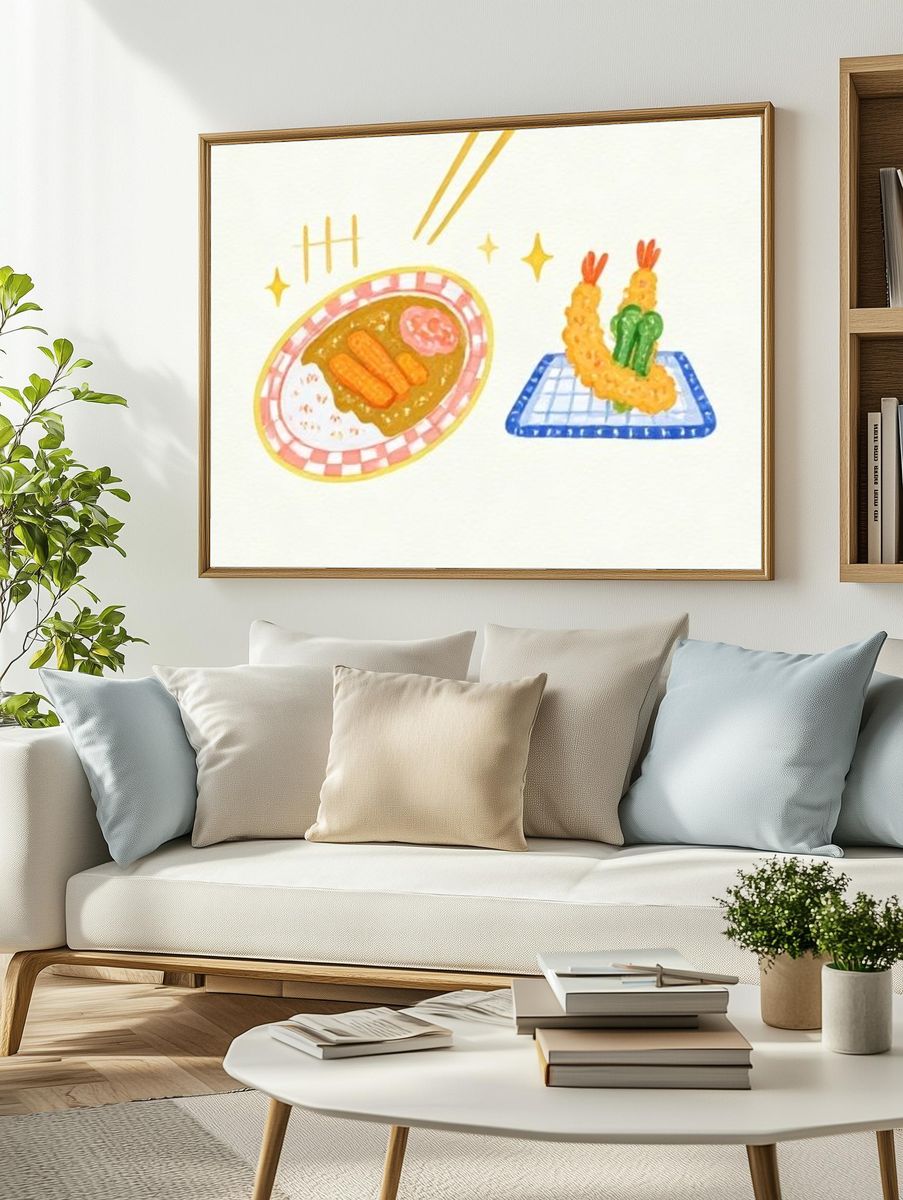 Sushi Watercolor Illustration Poster. — room view 2