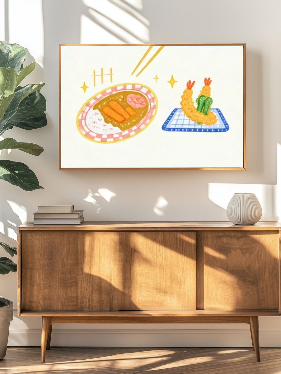 Sushi Watercolor Illustration Poster. — room view 3