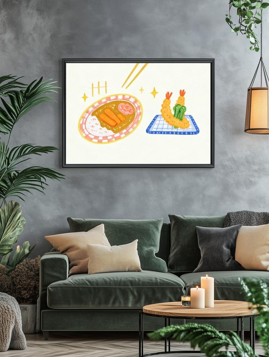 Sushi Watercolor Illustration Poster. — room view 4