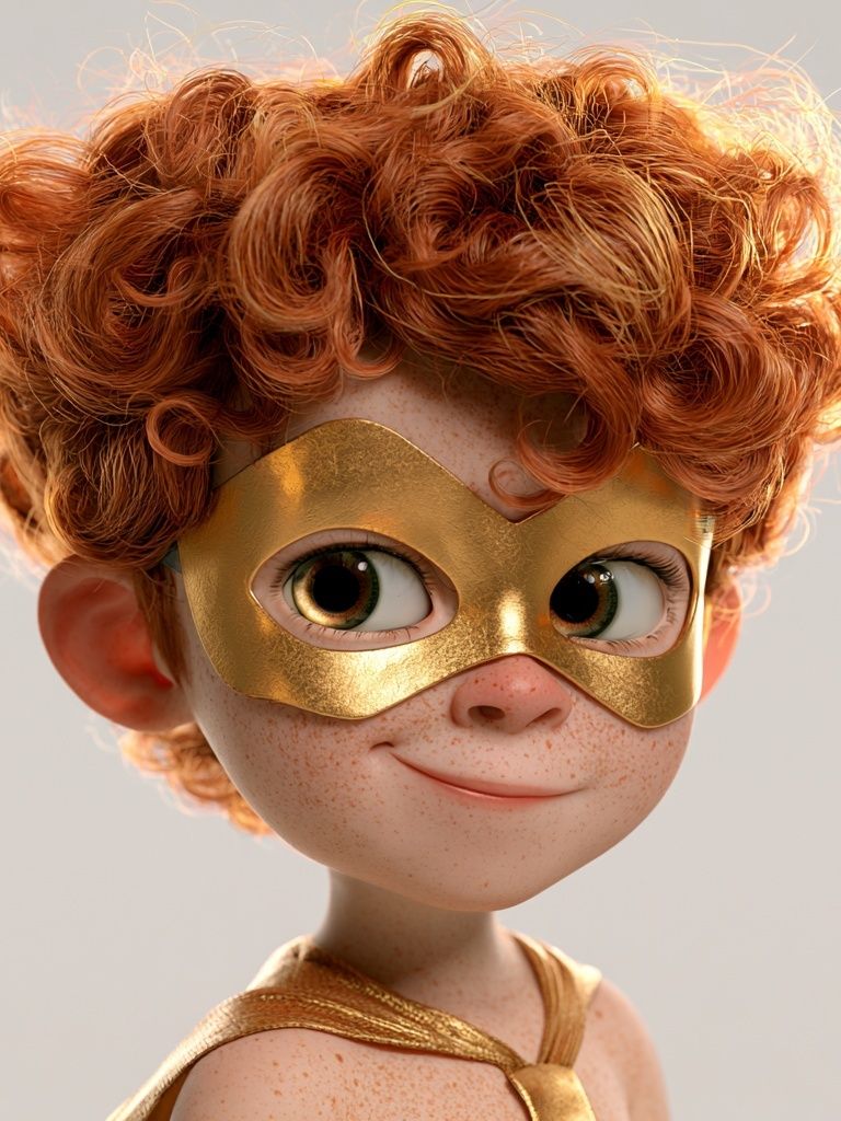 Golden Mask Child Portrait Print. poster — illustration art