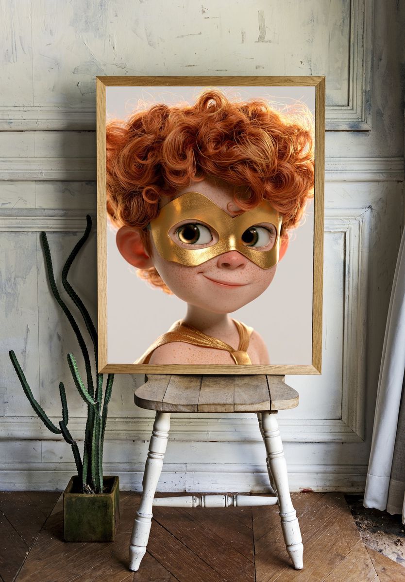 Golden Mask Child Portrait Print. room preview