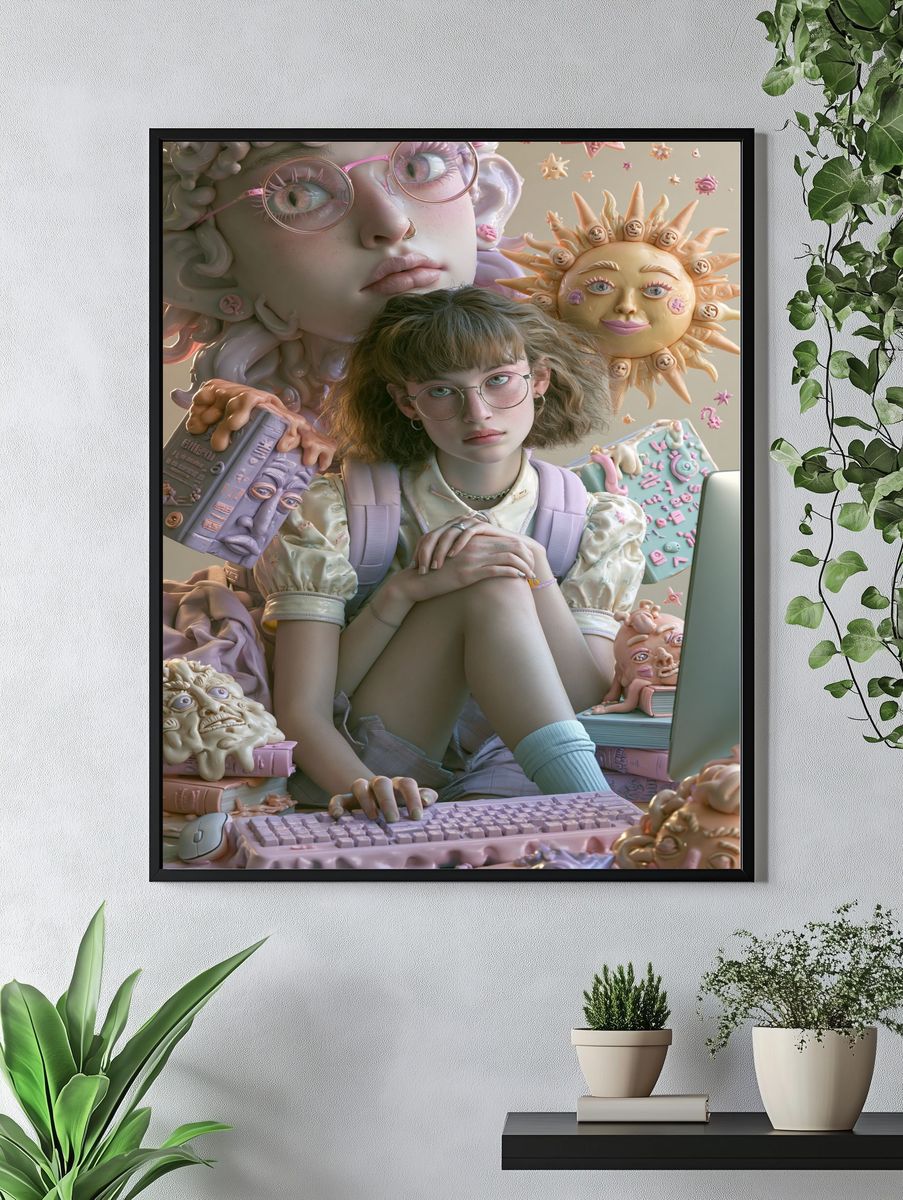 Surreal Pastel Girl Portrait Poster. — room view 4