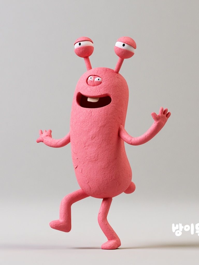 Pink Cartoon Monster Illustration Poster. poster — illustration art