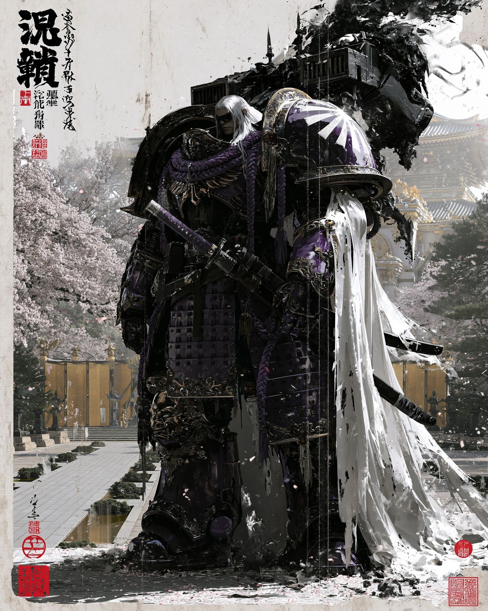 Samurai Warlord Digital Art Poster. poster detail