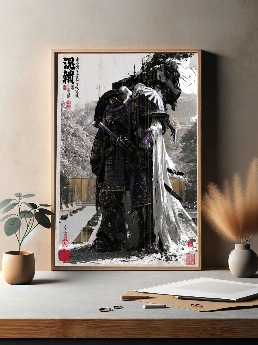 Samurai Warlord Digital Art Poster. — room view 2