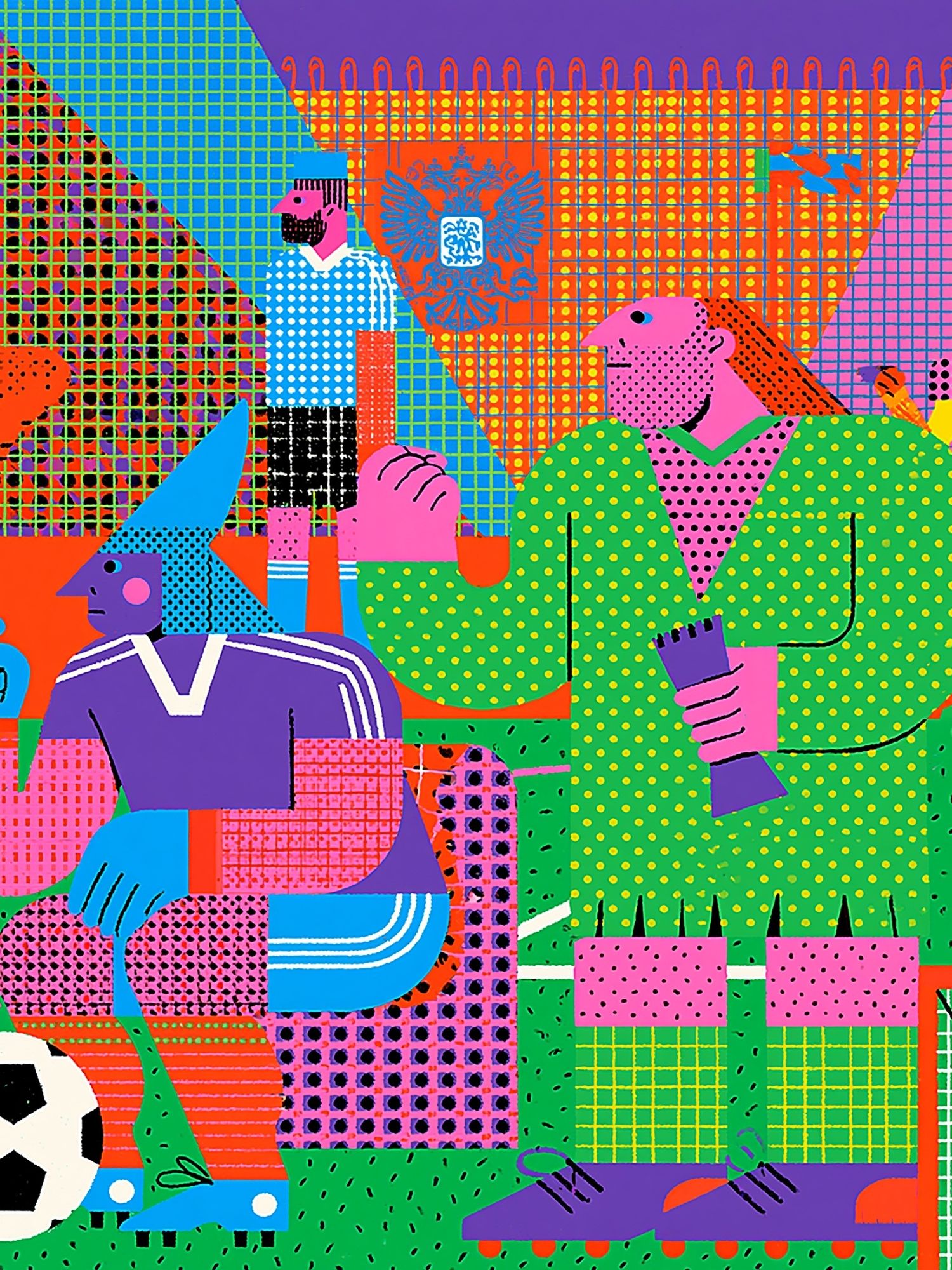 Colorful Soccer Crowd Illustration Poster. poster detail