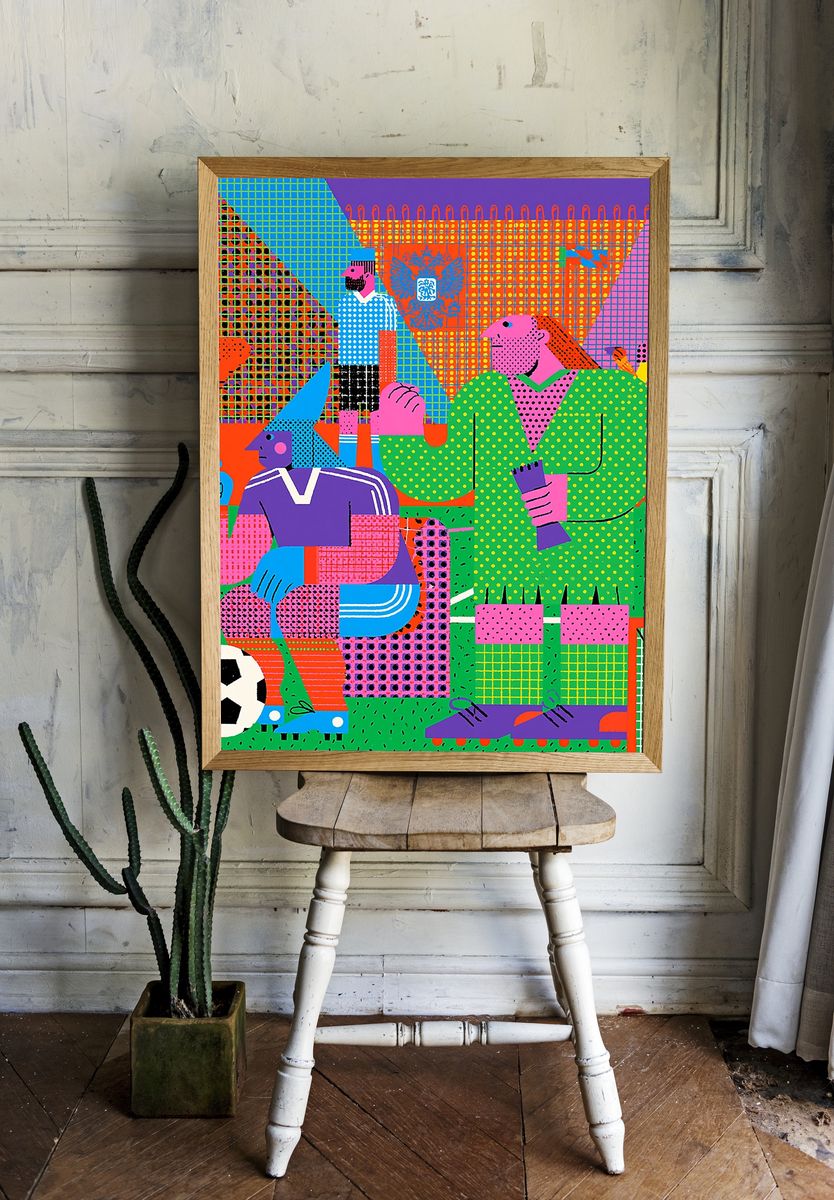Colorful Soccer Crowd Illustration Poster. — room view 1