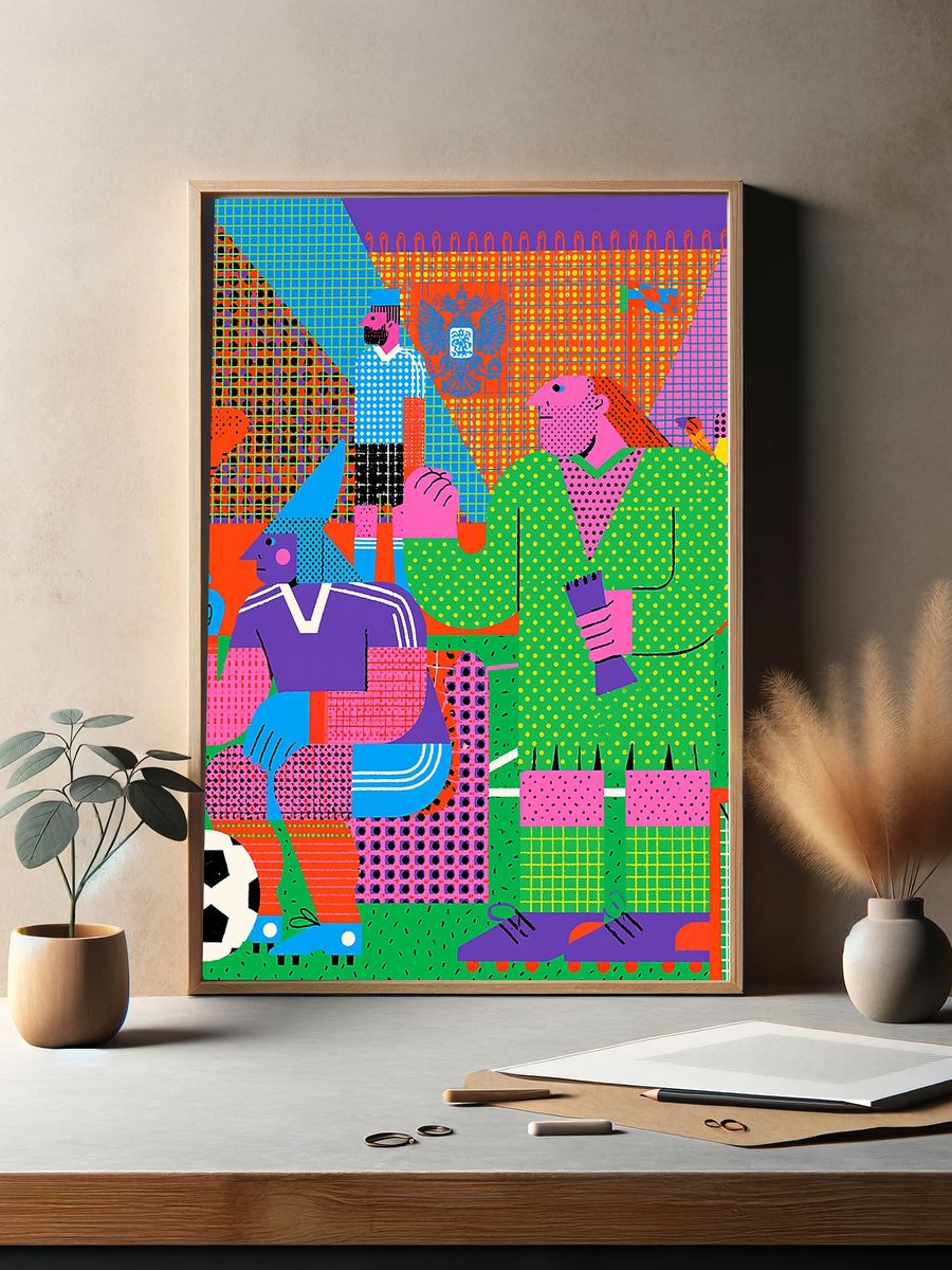 Colorful Soccer Crowd Illustration Poster. — room view 2