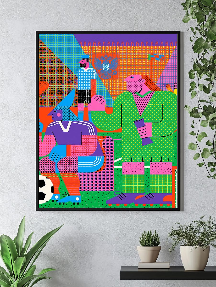 Colorful Soccer Crowd Illustration Poster. — room view 4
