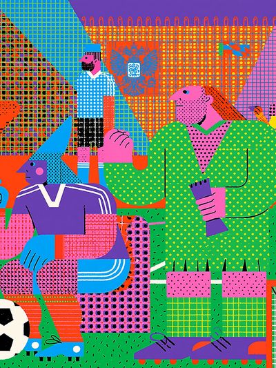 Colorful Soccer Crowd Illustration Poster. poster print