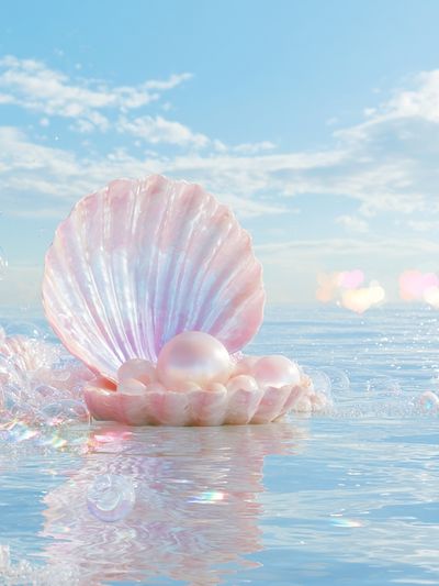 Pearl Seashell Dreamscape Print.