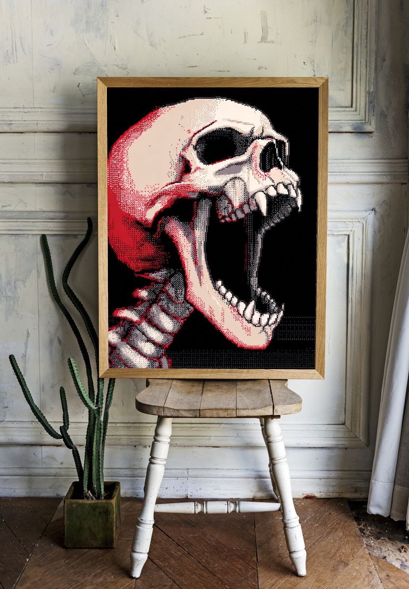 Screaming Skull Digital Art Poster. room preview
