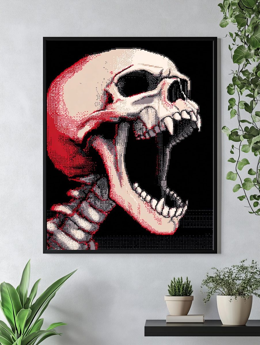 Screaming Skull Digital Art Poster. — room view 4