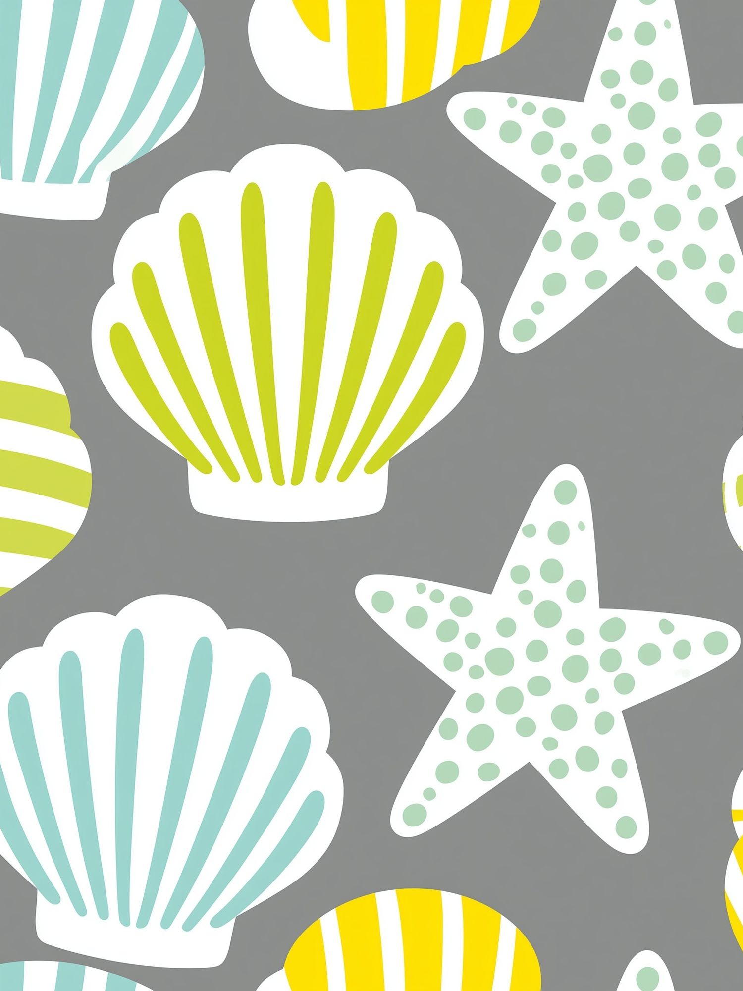 Seashells and Starfish Pattern Print. poster detail