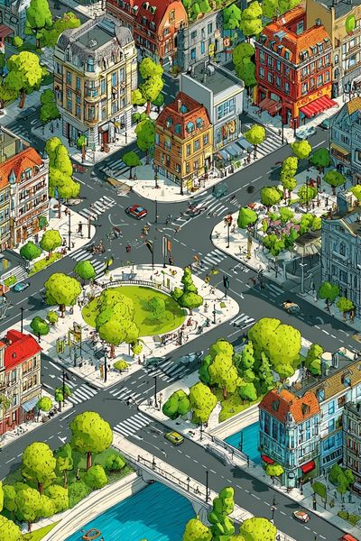 Isometric City Park Poster.