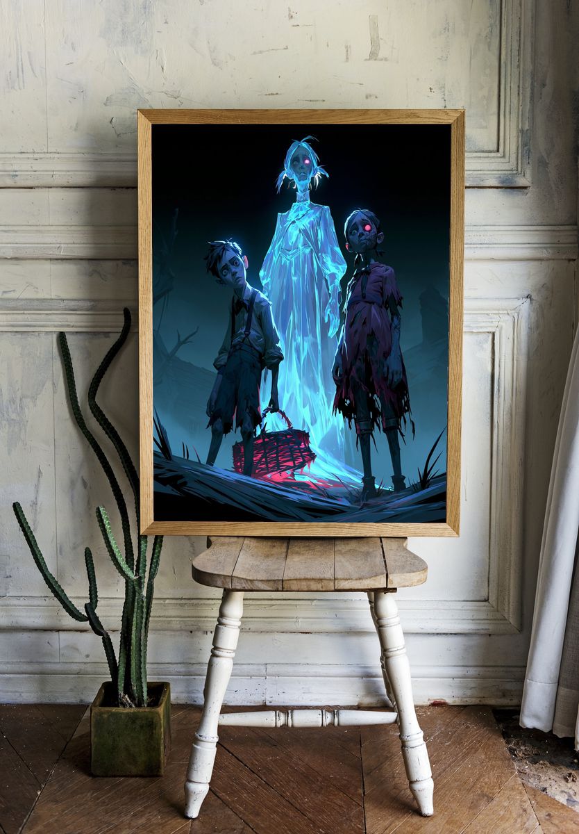 Ghostly Children Horror Poster. room preview