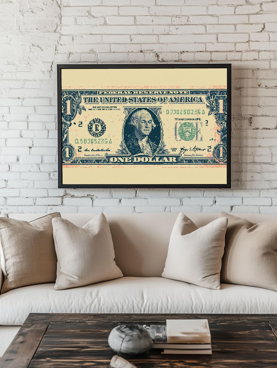 One Dollar Bill Pixel Art Poster. room preview
