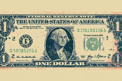 One Dollar Bill Pixel Art Poster.