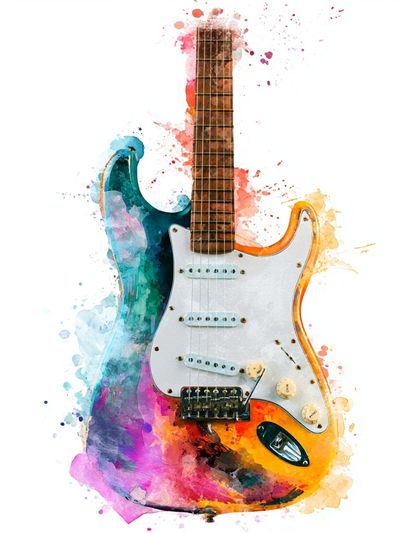 Watercolor Electric Guitar Illustration Poster.