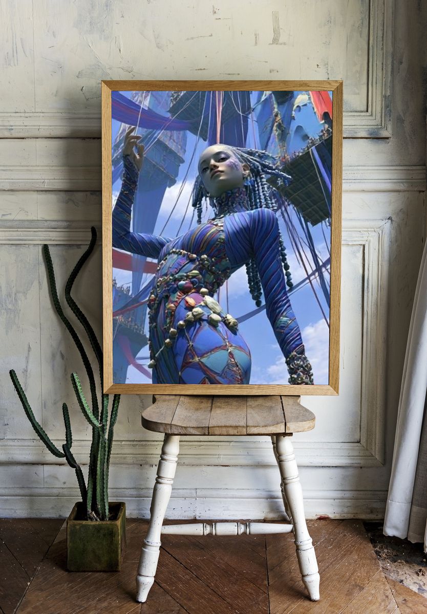 Surreal Ribbon Figure Print. room preview