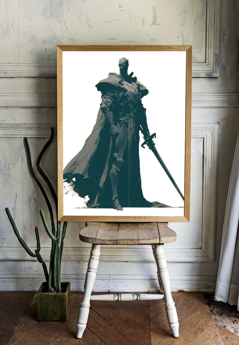 Dark Knight Silhouette Illustration Poster. room preview