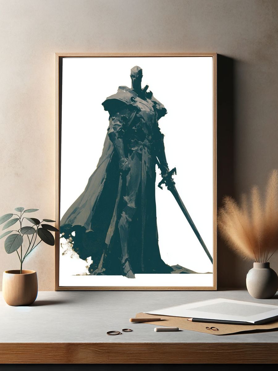 Dark Knight Silhouette Illustration Poster. — room view 2