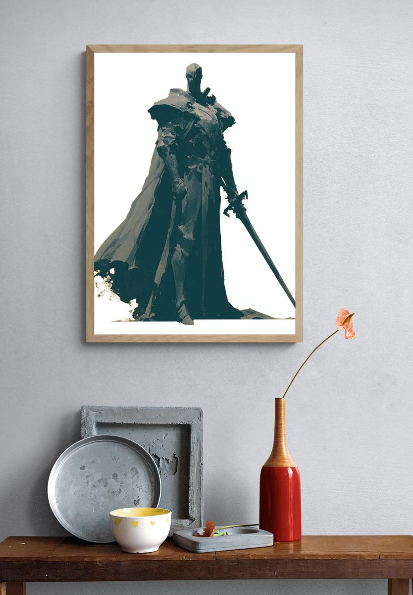 Dark Knight Silhouette Illustration Poster. — room view 3
