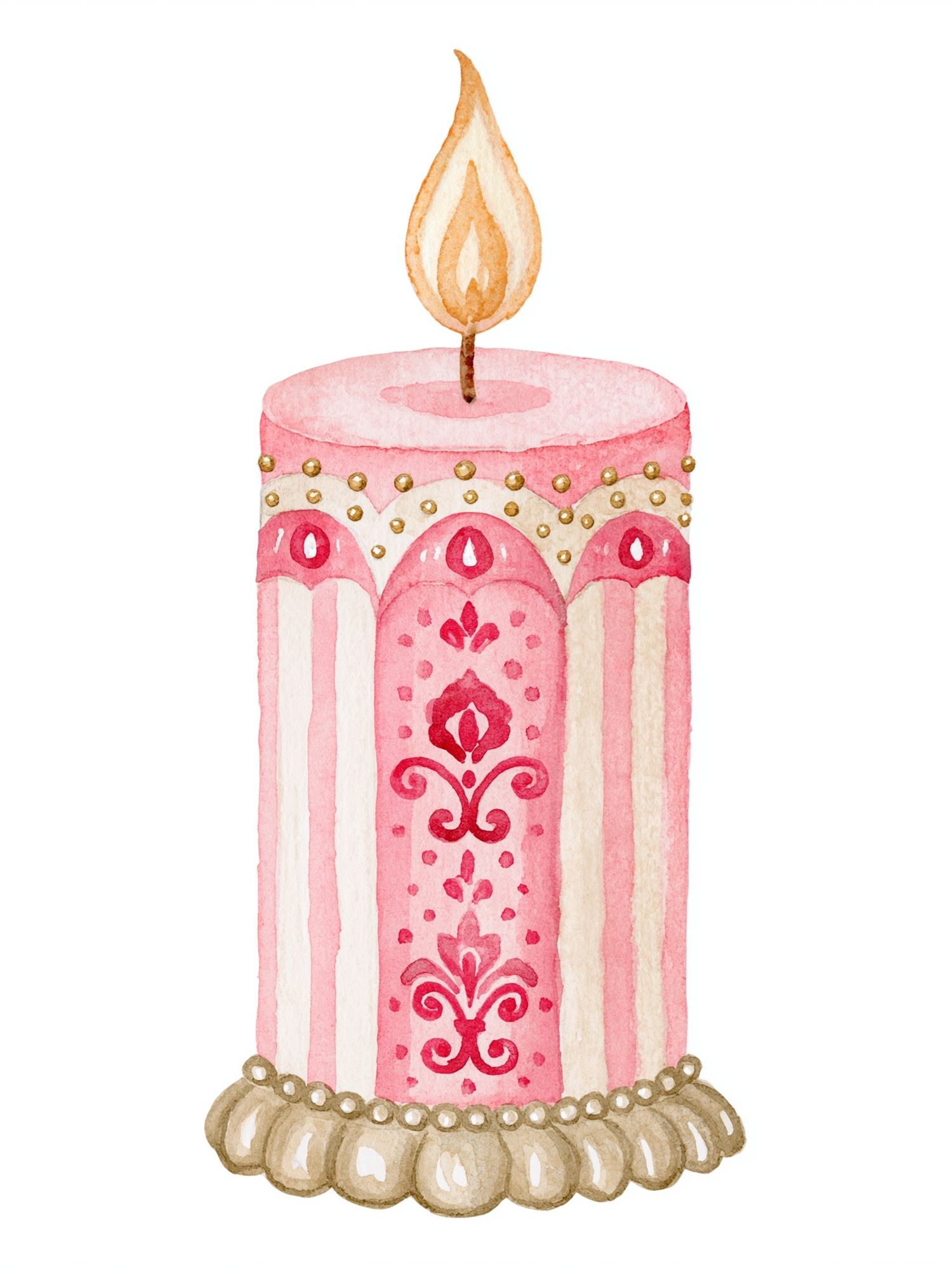 Decorative Pink Candle Illustration Print. poster detail