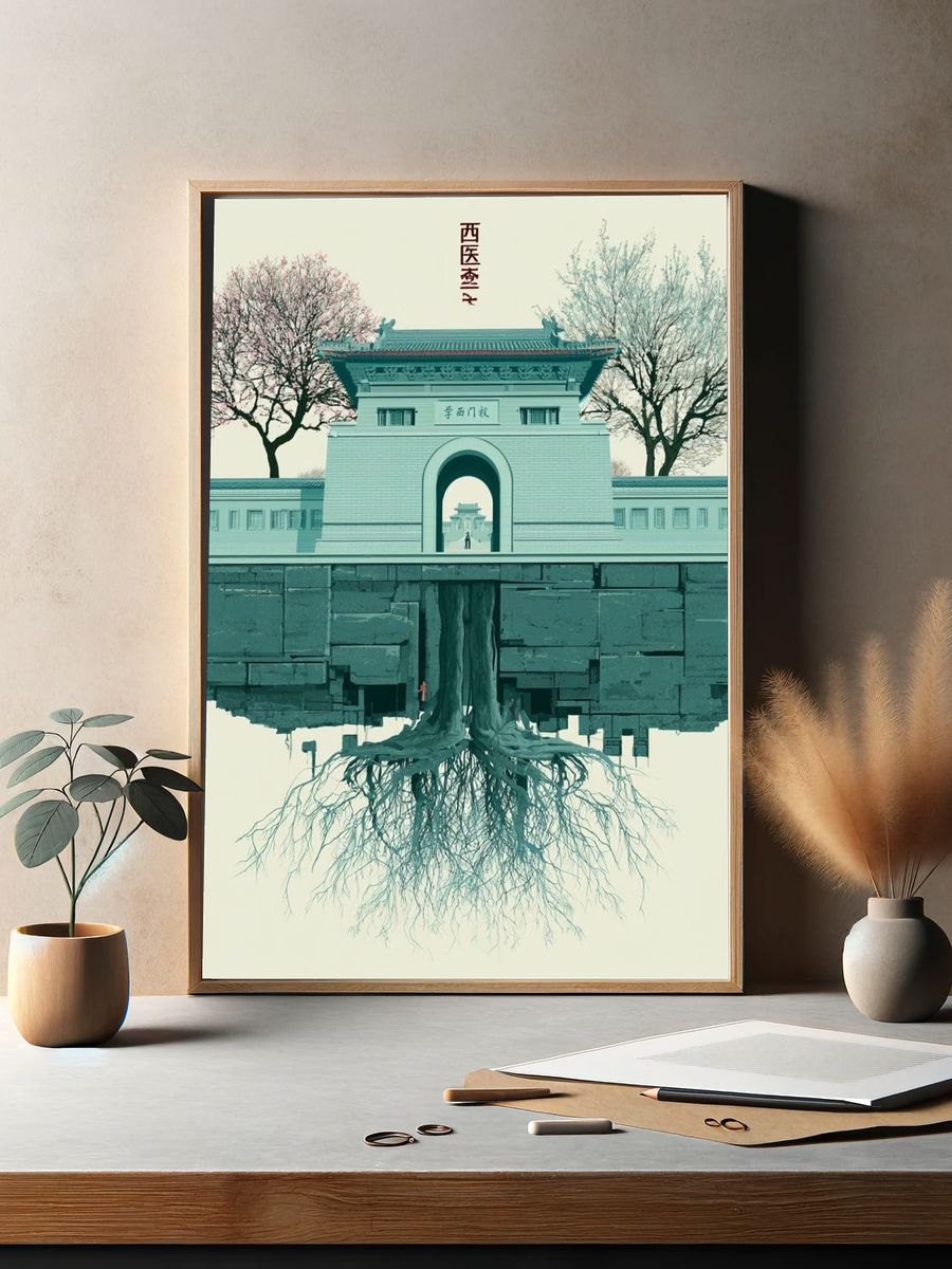Floating Temple Surrealism Print. — room view 2