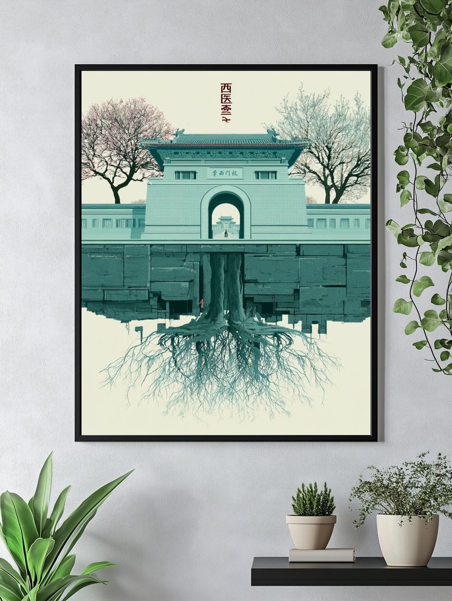 Floating Temple Surrealism Print. — room view 4