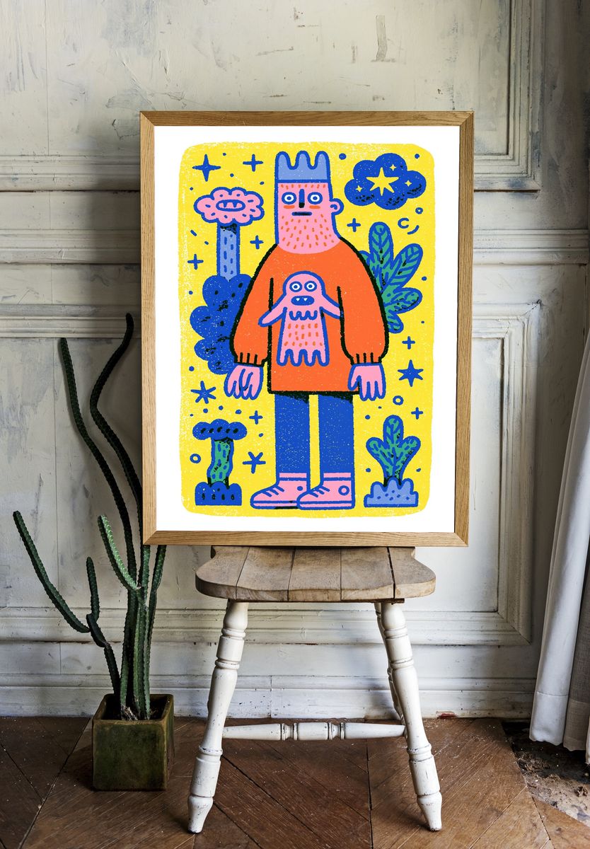 Playful Monster Illustration Poster. room preview
