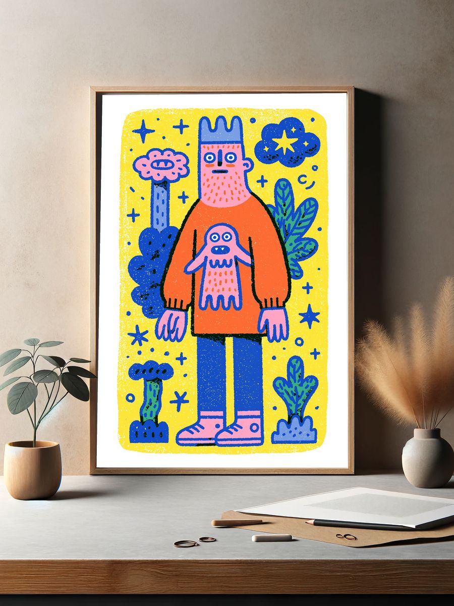 Playful Monster Illustration Poster. — room view 2