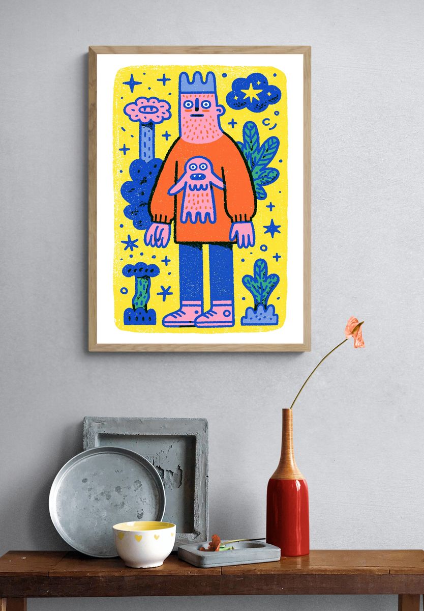 Playful Monster Illustration Poster. — room view 3