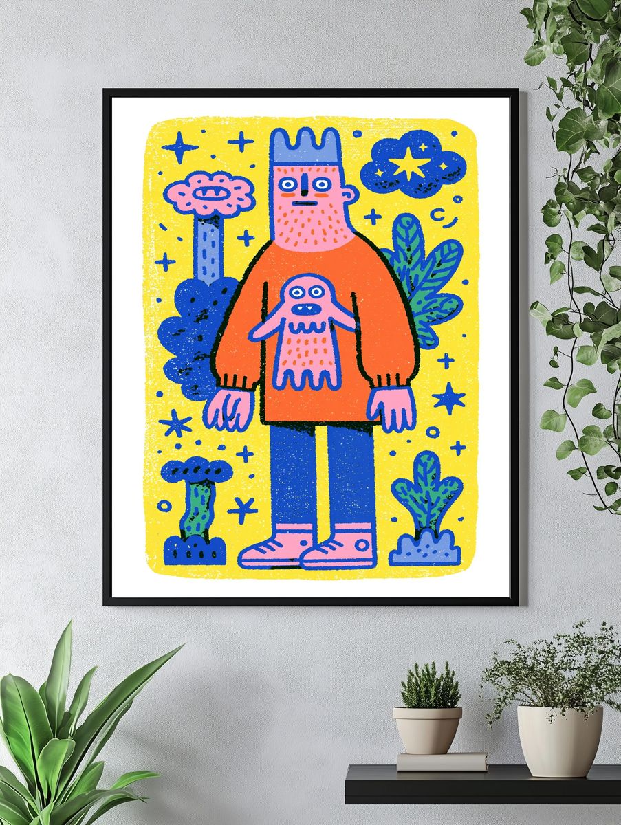 Playful Monster Illustration Poster. — room view 4