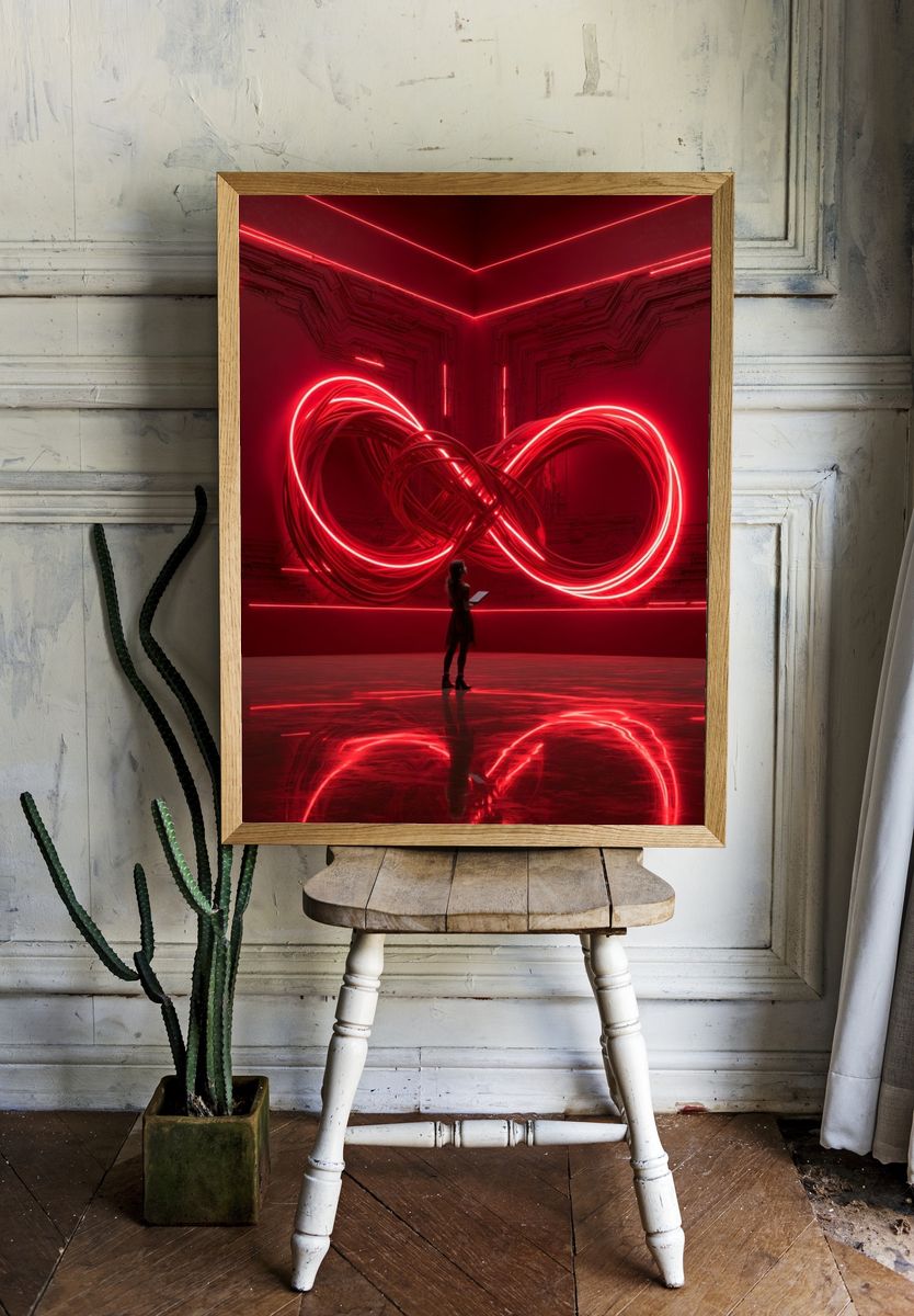 Neon Infinity Loop Poster. room preview