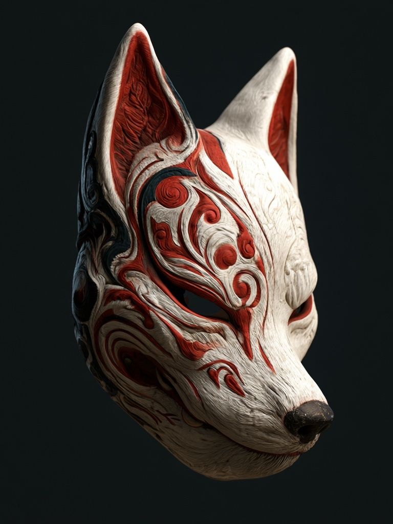 Ornate Fox Mask Illustration Poster. poster detail
