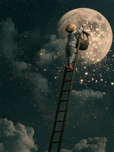 Moon Ladder Dreamscape Print. poster detail