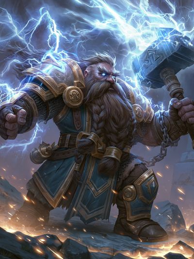 Thunderforge Dwarf Warrior Illustration Poster.