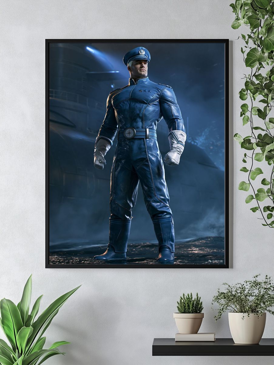Blue Uniform Hero Sci-Fi Poster. — room view 4