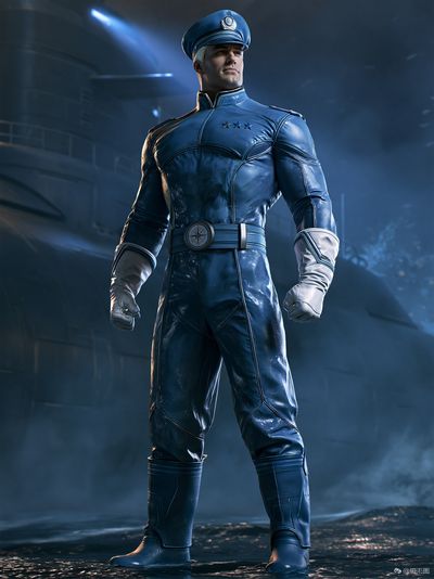 Blue Uniform Hero Sci-Fi Poster.