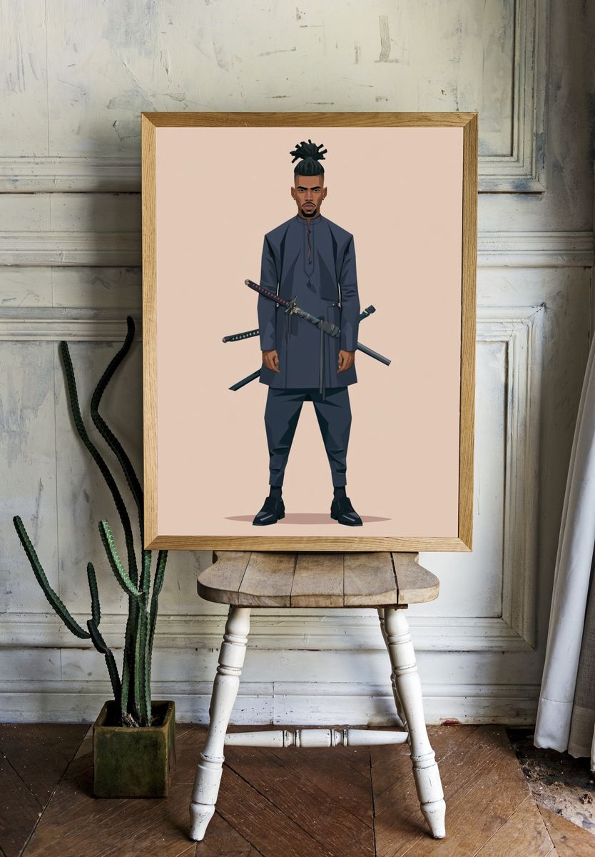 Samurai Warrior Illustration Poster. — room view 1